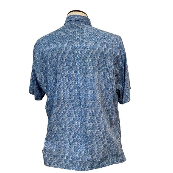 Tori Richard Mens Hawaiian Aloha Shirt Blue Wave Print Short Sleeve XL - Picture 3 of 5